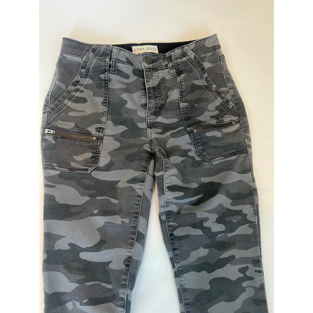 KNOX ROSE Utility Skinny Ankle Pants Gray camouflage Size 6 - Picture 4 of 13